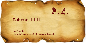 Mahrer Lili névjegykártya
